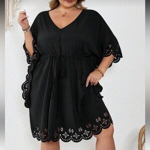 Casual Black V-Neck Dress